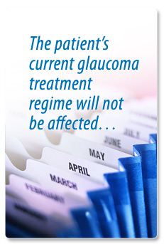 The patient's current glaucoma treatment regime will not be affected.